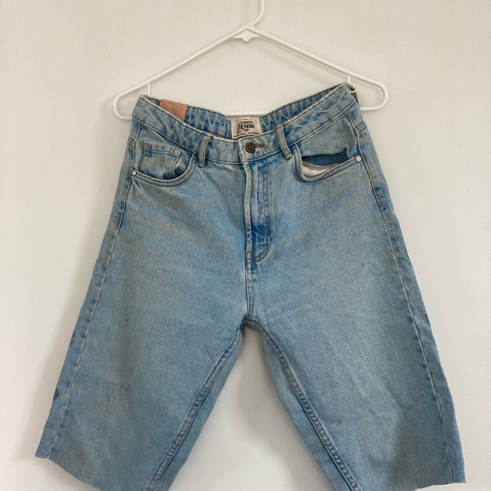 lightwash denim long shorts